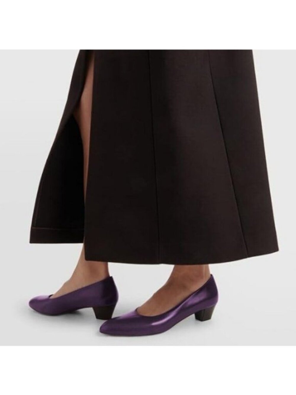 Milooey shoes Purple Round Toe Slip On Pumps Comfortable Chunky Low Heels Shoes